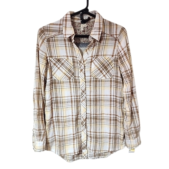 We The Free Free People Plaid Button Down. Xsmall - Picture 3 of 7